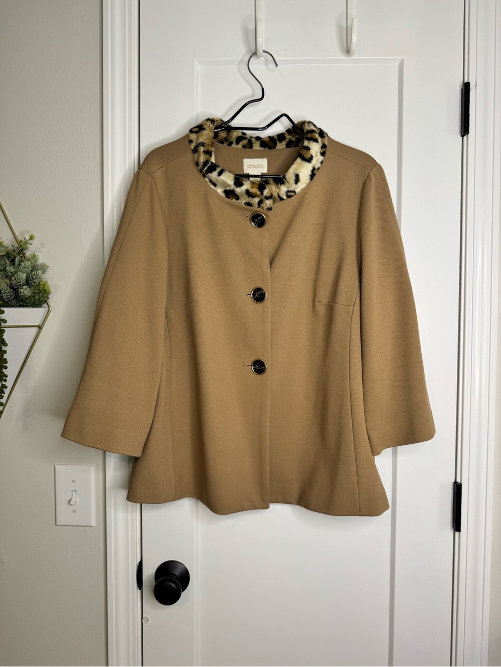 Chico’s Vintage Style Leopard Accent Jacket